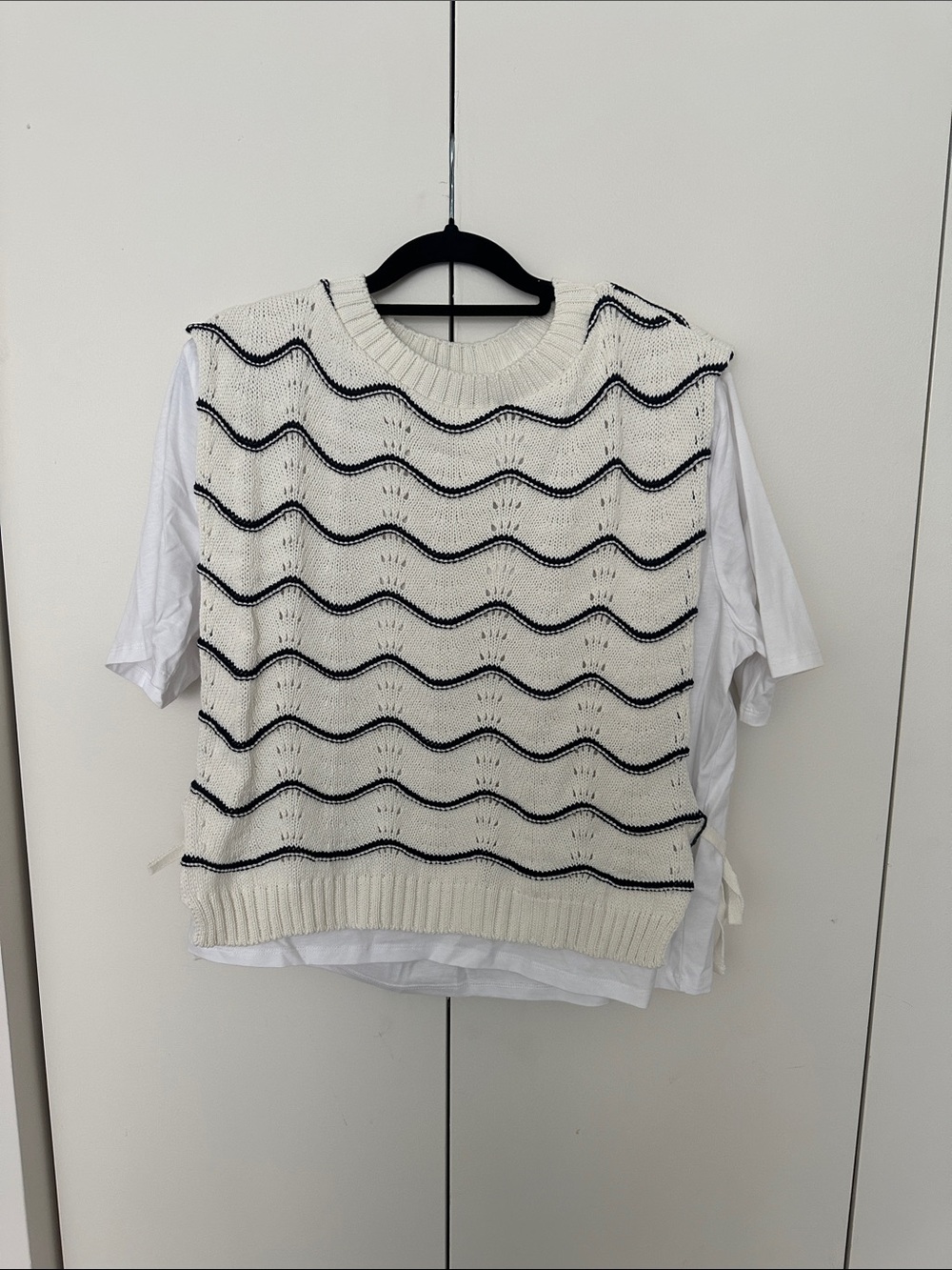 Zara Knit Wave-Stripe Twofer Top